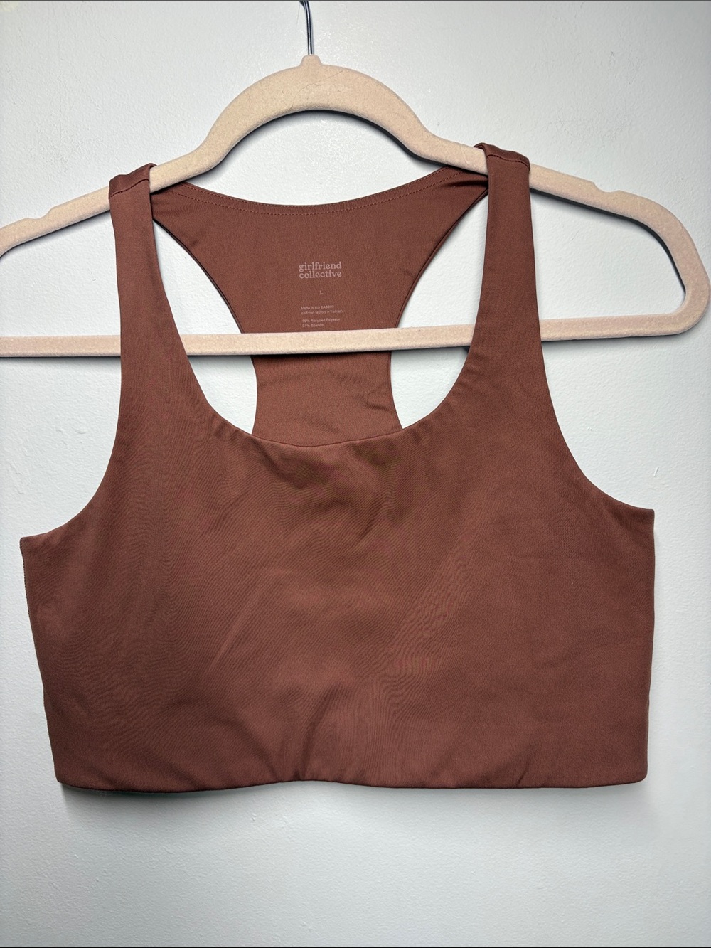 Girlfriend Collective Brown Racerback Stretch Sports Bra